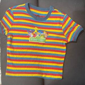 Sesame Street Kids Striped Tee - Red, Yellow, Blue